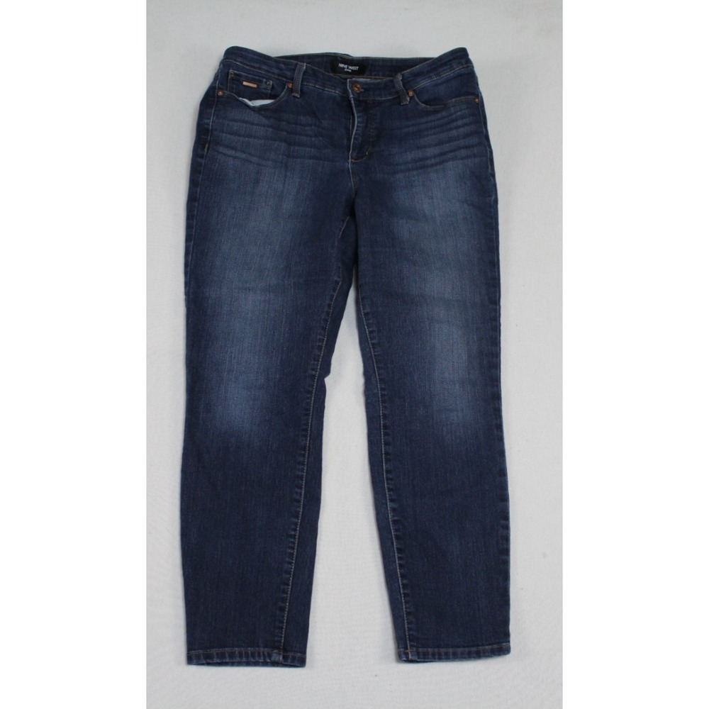 Nine West Jeans Women 12 Blue Excellent‎ Mid Rise Straight Leg Denim 000015407